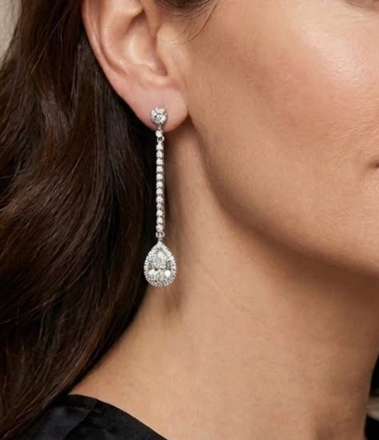 Sterling Silver Teardrop Shape Dangle Earrings