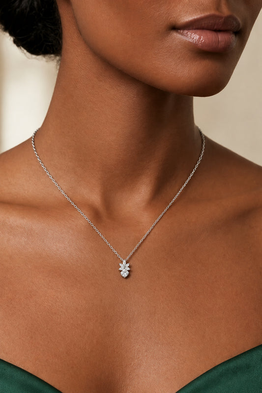 Stealing Silver Floral Design Necklace