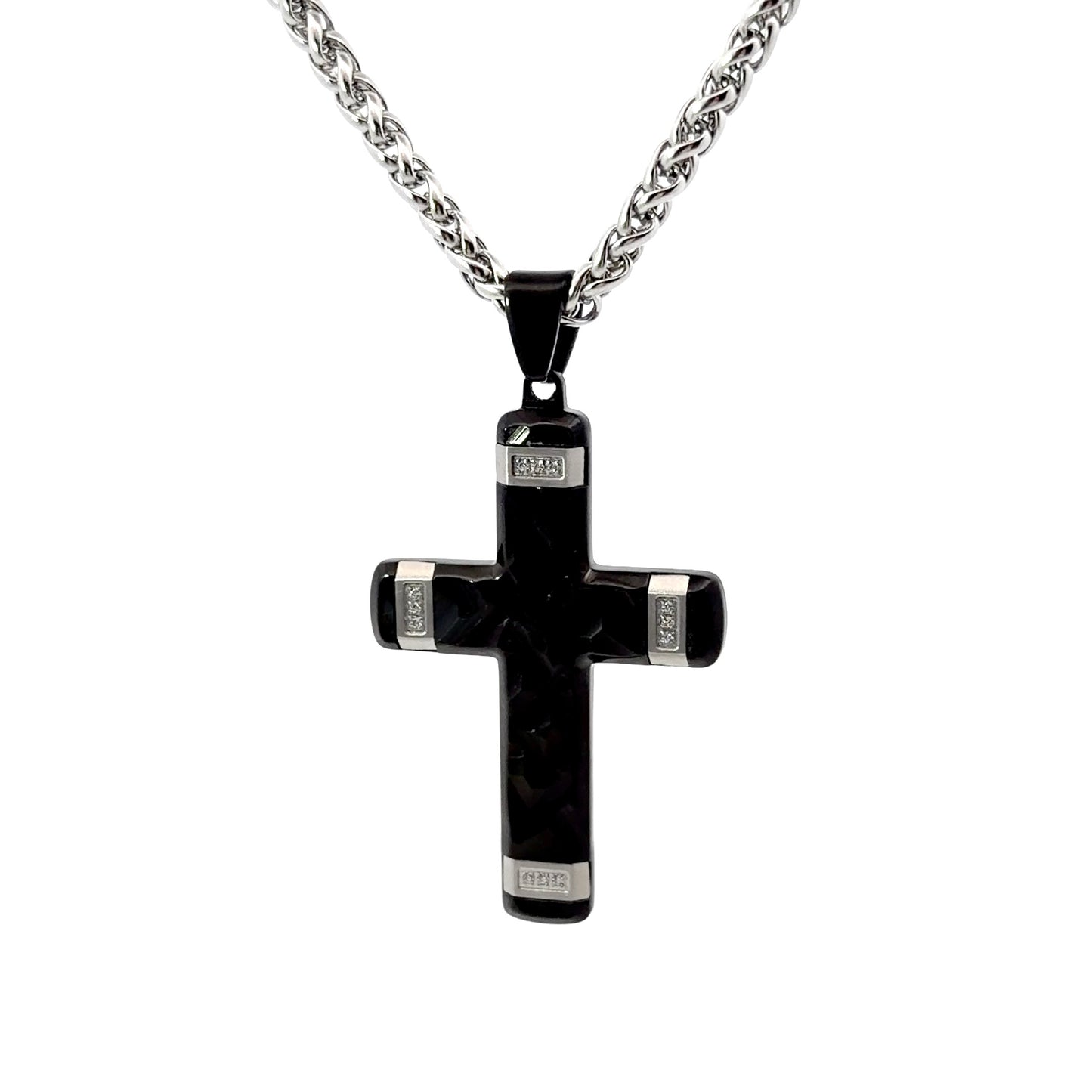 Stainless Steel Industrial Black Cross Pendant