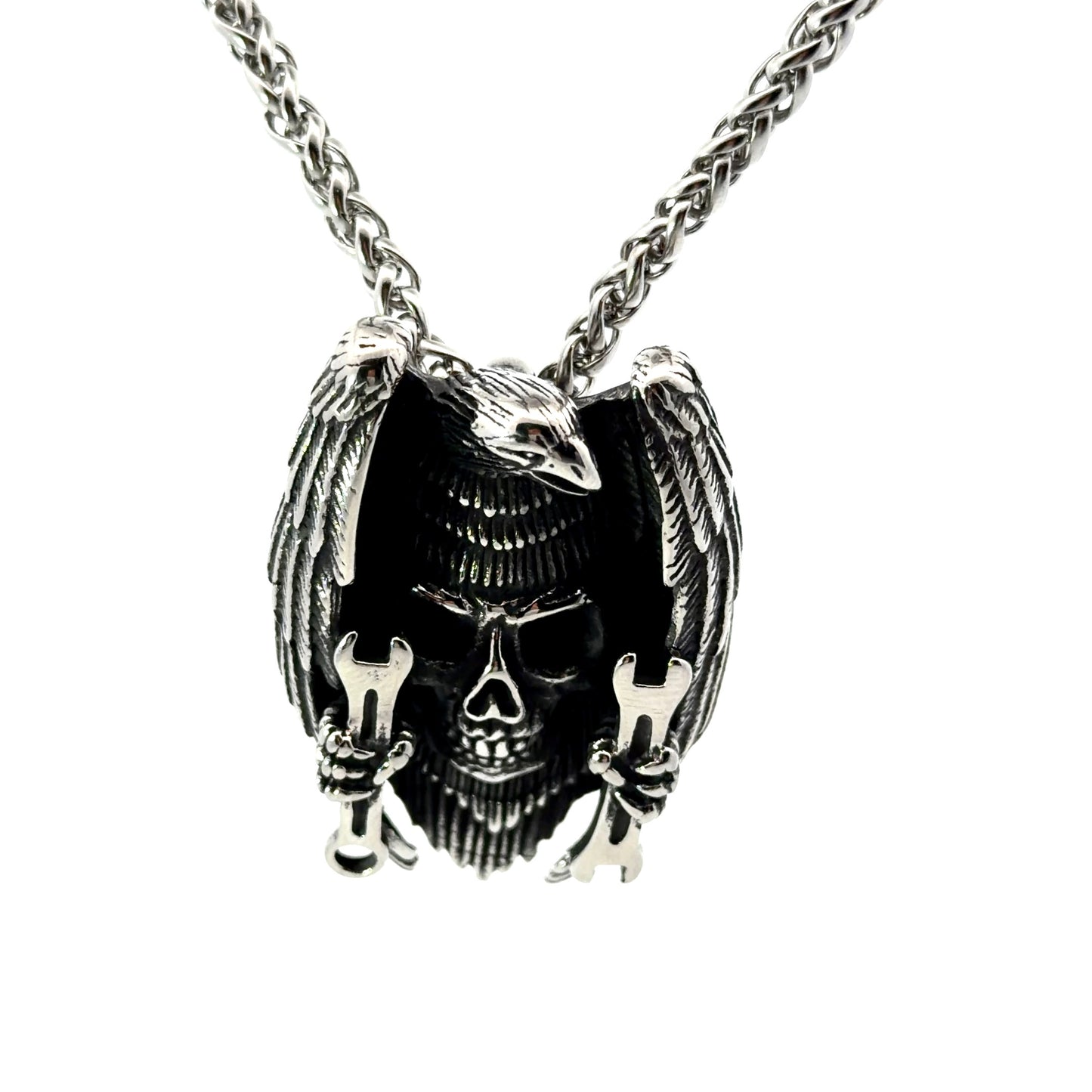Stainless Steel Eagle & Skull Pendant