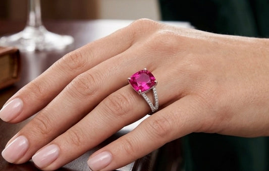 Sterling Silver Cushion-cut Ruby Ring