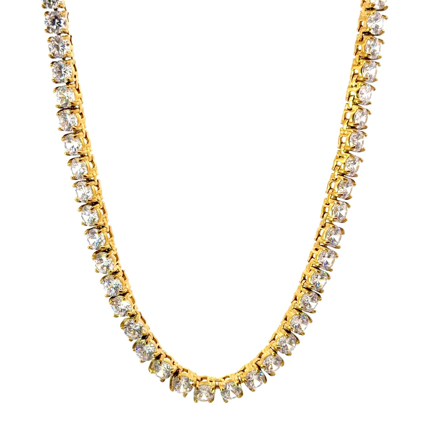 Gold Plated Cubic Zirconia Tennis Necklace