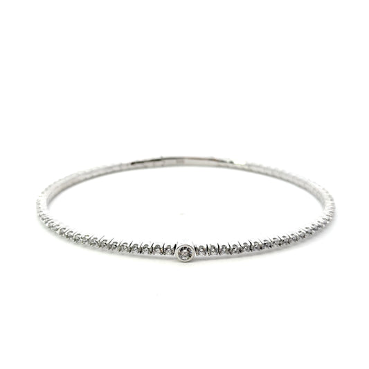 Elegant Sterling Silver Sapphire Bangle Bracelet