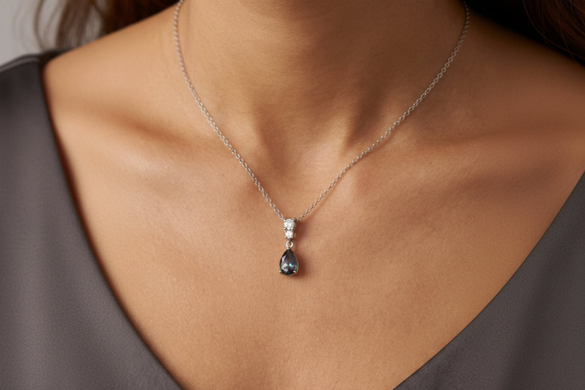 Sterling Silver Teardrop Alexandrite Necklace