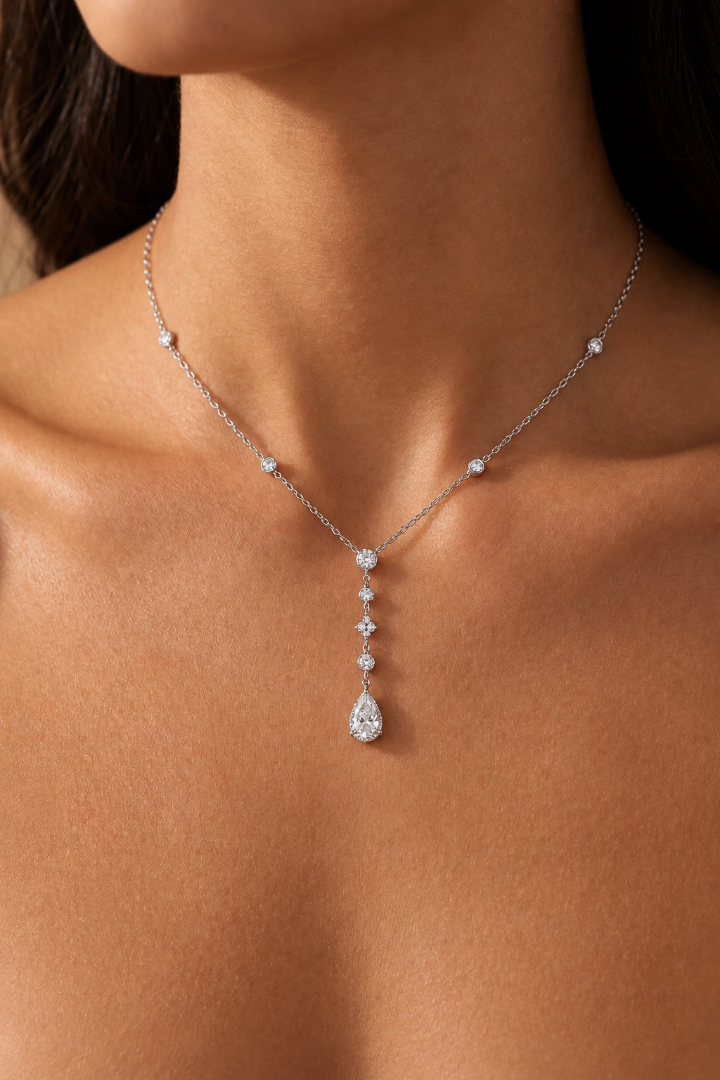 Sterling Silver Teardrop Y-Necklace