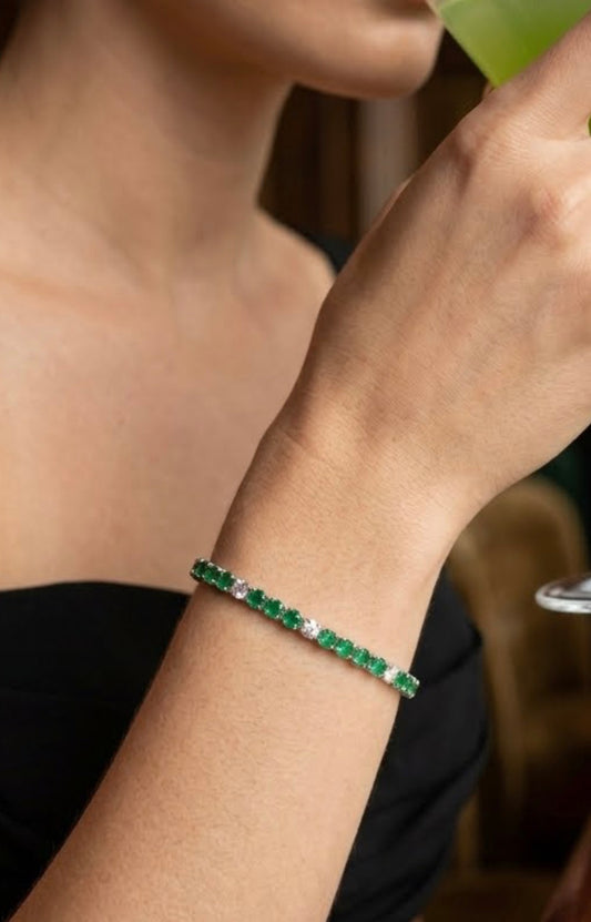Sterling Silver Alternating Color Tennis Bracelet