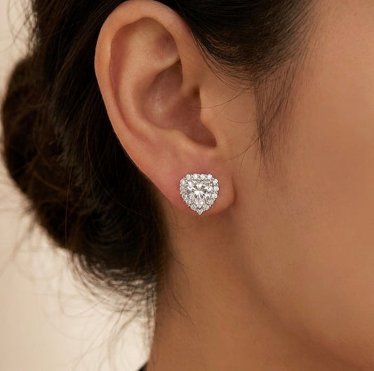 Heart Shaped Cubic Zirconia Stud Earrings