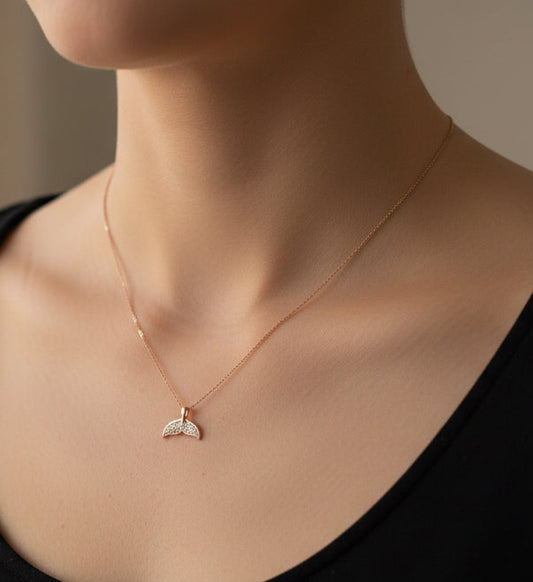 Sterling Silver Gold Plated Fish Tail Necklace