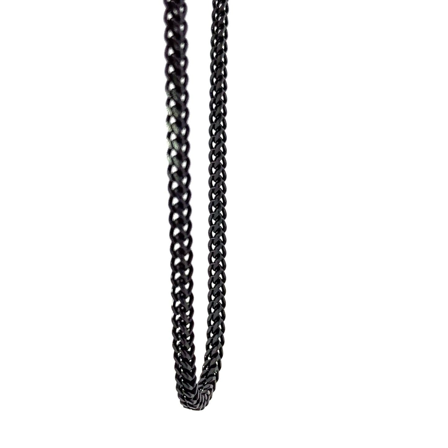 Men's Black Stainless Steel Braided Wheat Franco Chain Necklace