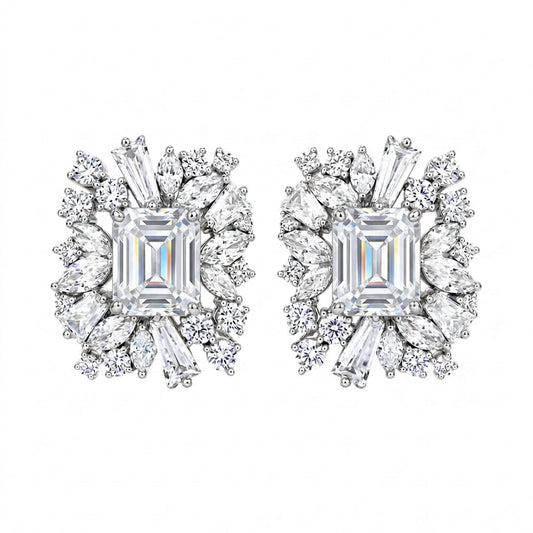 Sterling Silver Emerald Stud Earrings