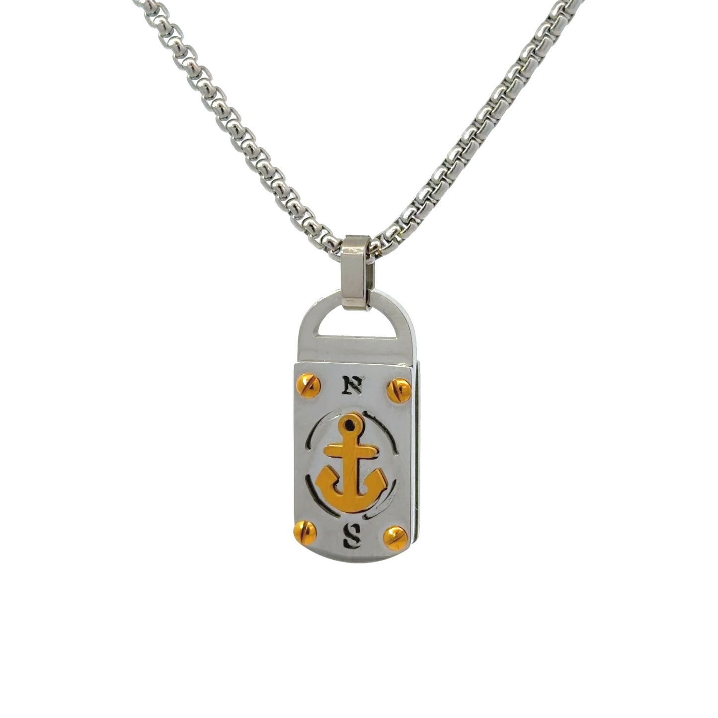 Stainless Steel Compass Style Pendant
