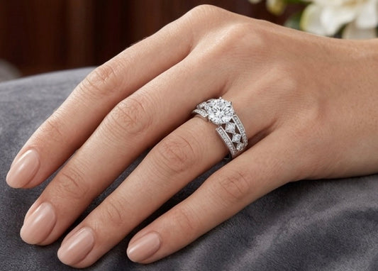 Sterling Silver 6-Prong Brilliant-cut Ring