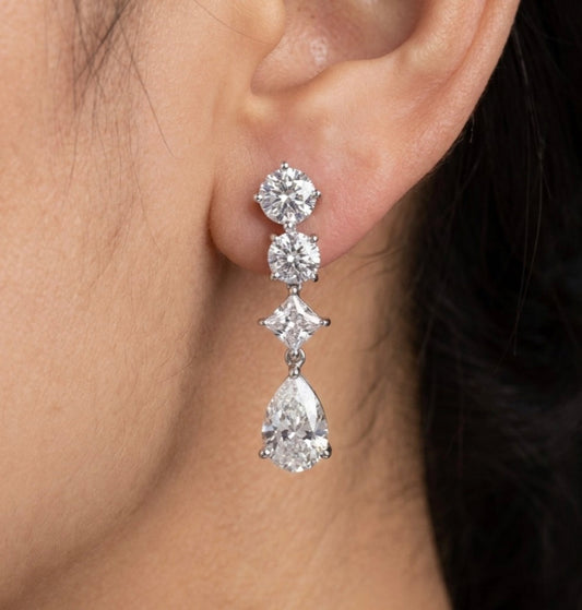 Teardrop-cut Cubic Zirconia Drop Earrings