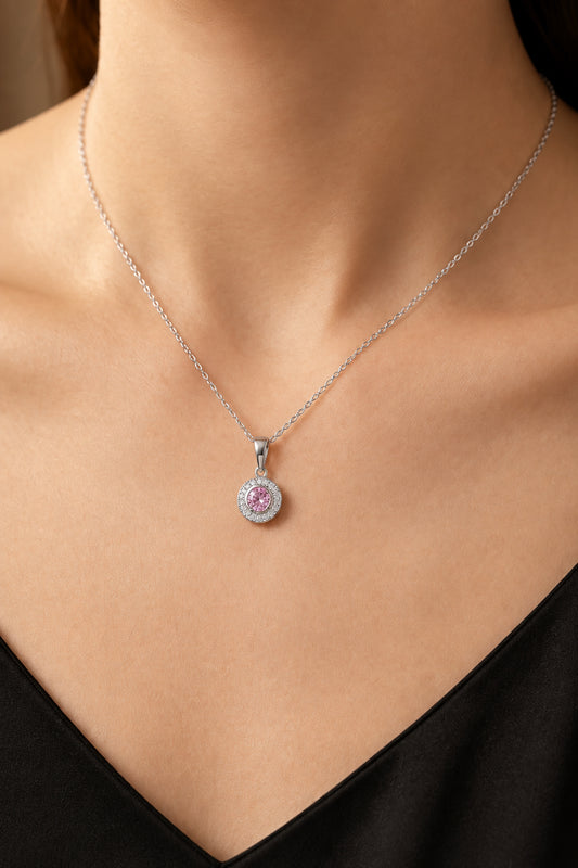 Sterling Silver Pink Topaz Necklace