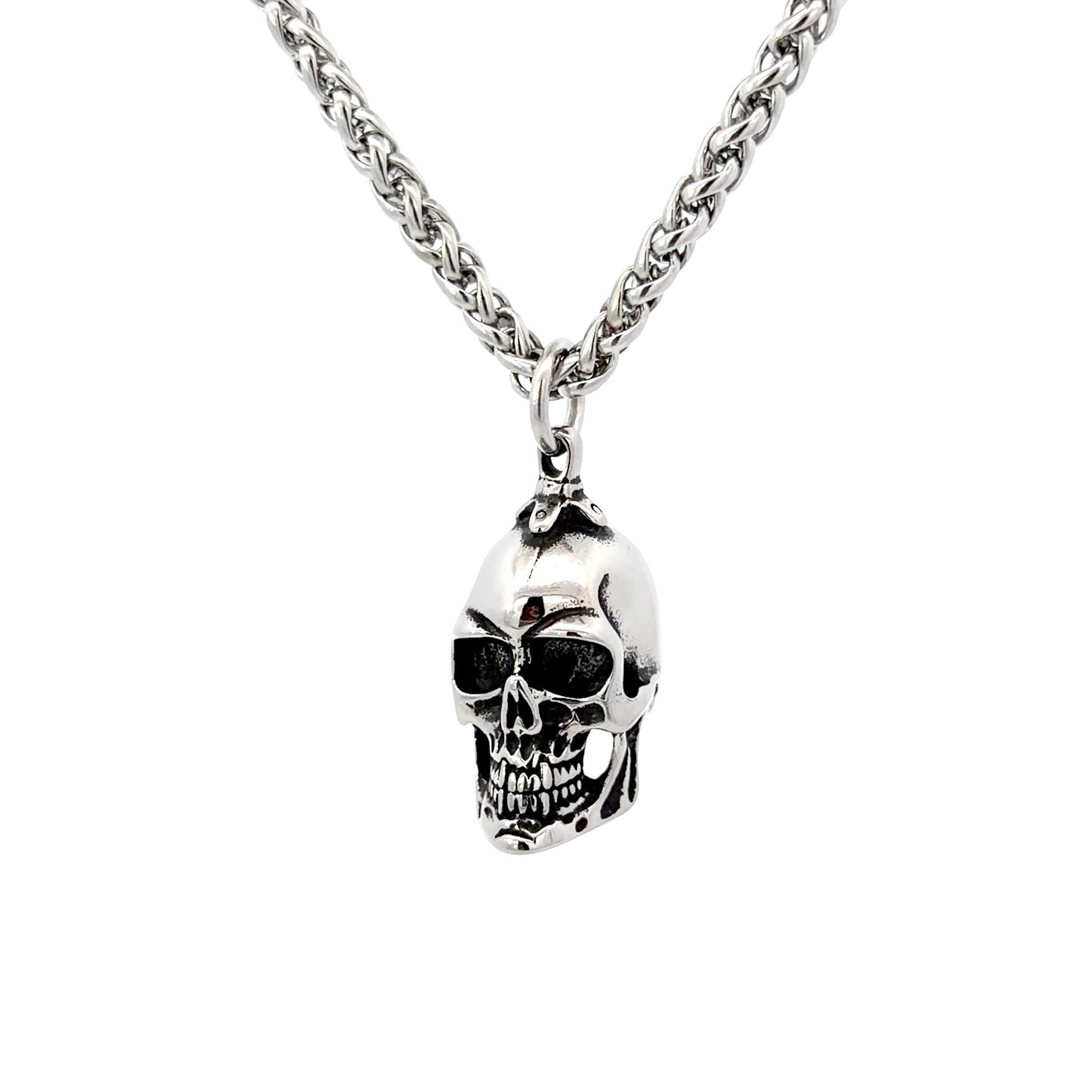 Stainless Steel Rustic Skull Pendant