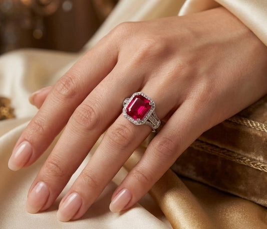 Sterling Silver Ruby Cocktail Ring