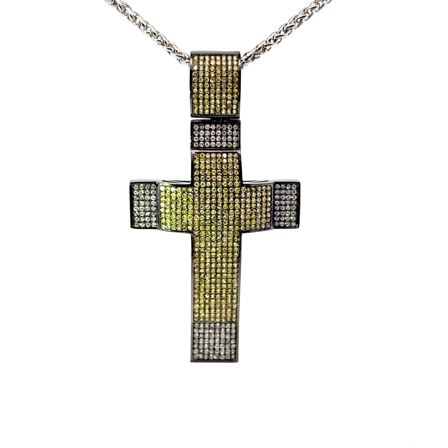Stainless Steel Pavé Encrusted Cross Pendant