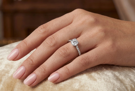 Sterling Silver 6-prong Brilliant Cut Ring#