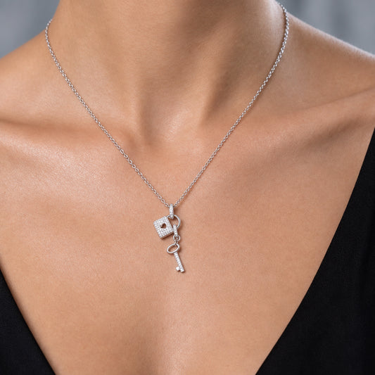 Sterling Silver Lock & Key Necklace