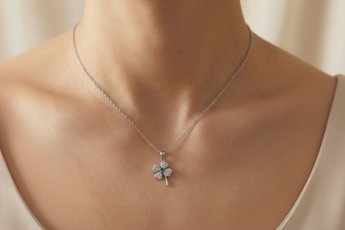Sterling Silver Four Leaf Clover Necklace#