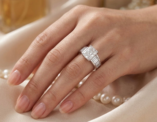 Sterling Silver Wide Baguette-cut stone Ring