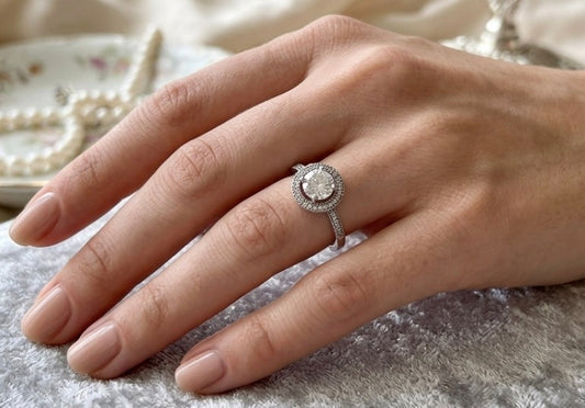 Sterling Silver Round Halo Ring
