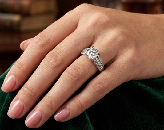 Sterling Silver Radiant Pave Encrusted Ring
