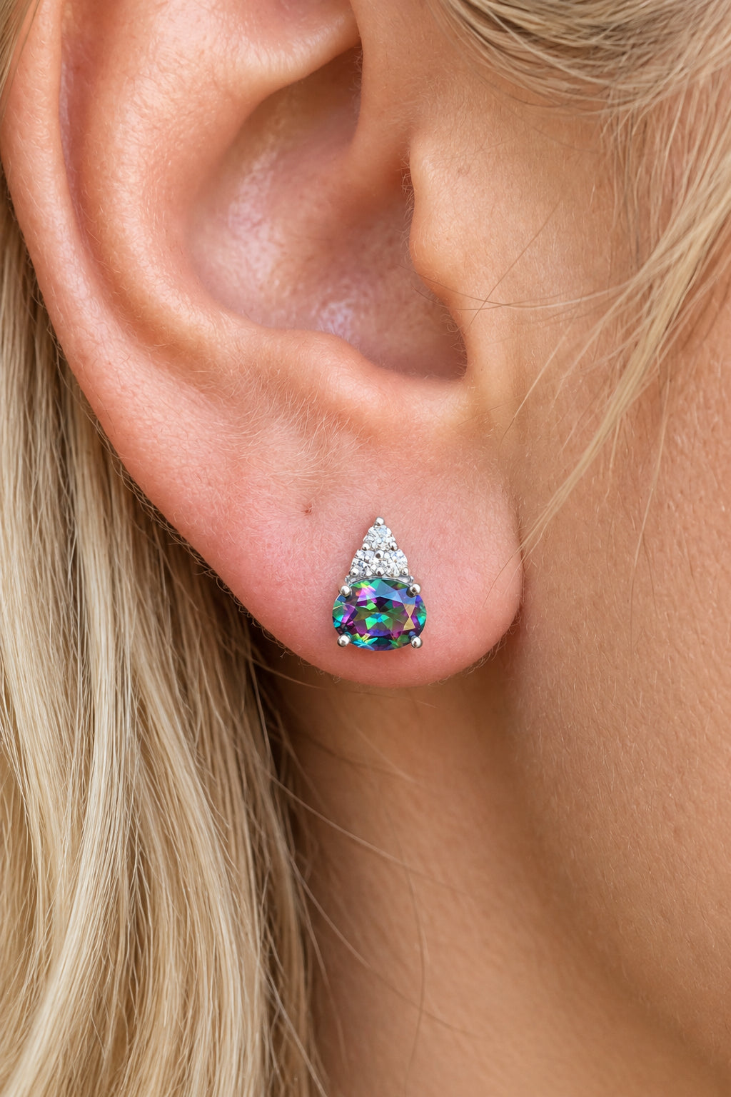 Sterling Silver Alexandrite Stud Earrings
