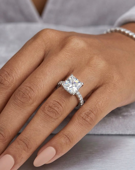 Sterling Silver Radiant Engagement Ring