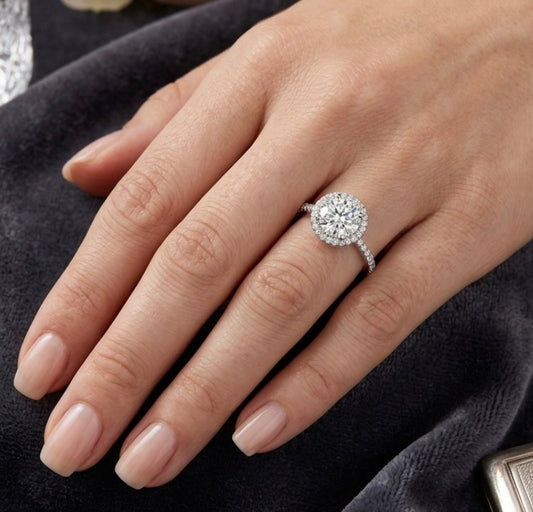 Sterling Silver Round Halo Ring