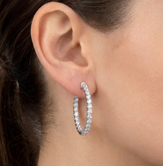 Inside-Out Round Shape 1.00-inch 1.50 ct.Hoop Earrings