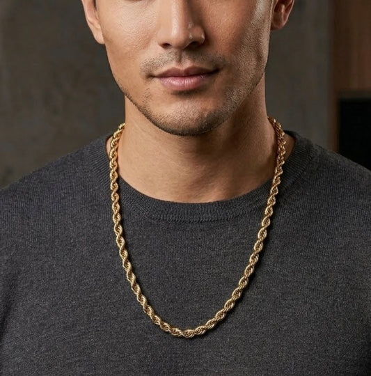 Gold Plated Men’s Rope Chain Necklace