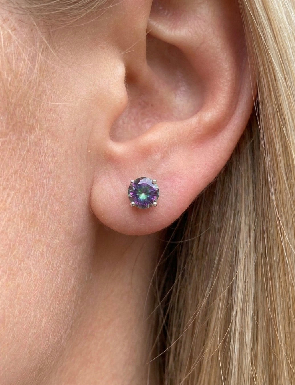 Sterling Silver Amethyst Stud Earrings