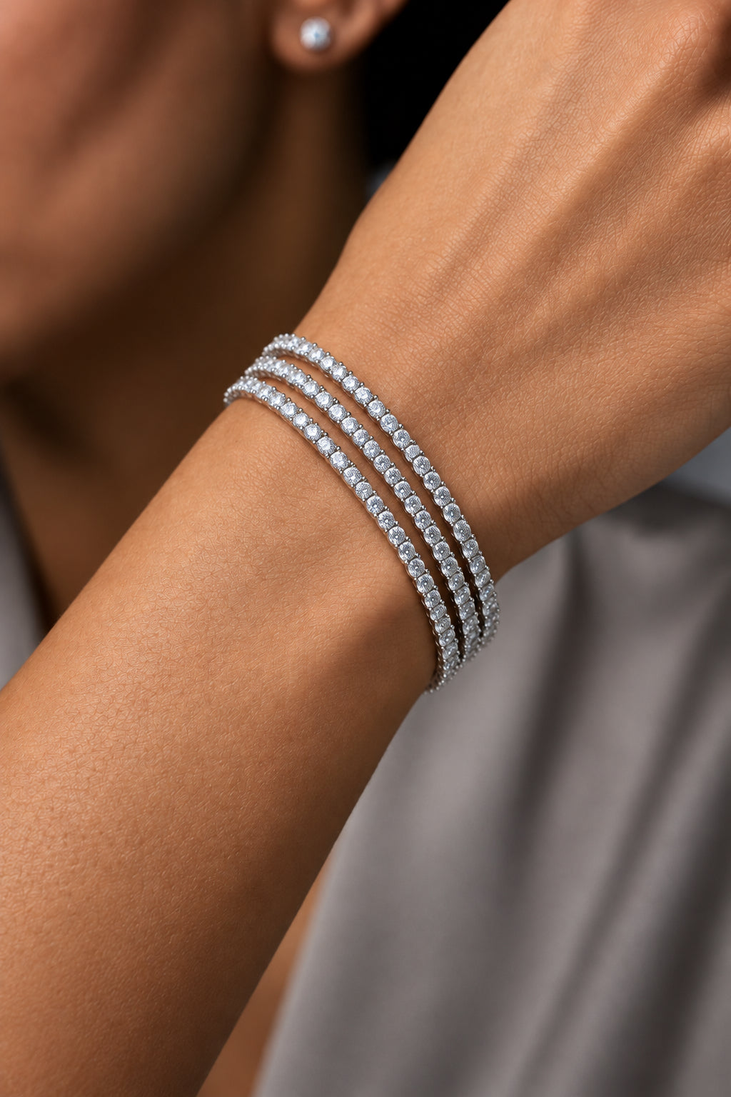Sterling Silver Cubic Zirconia Spiral Bracelet