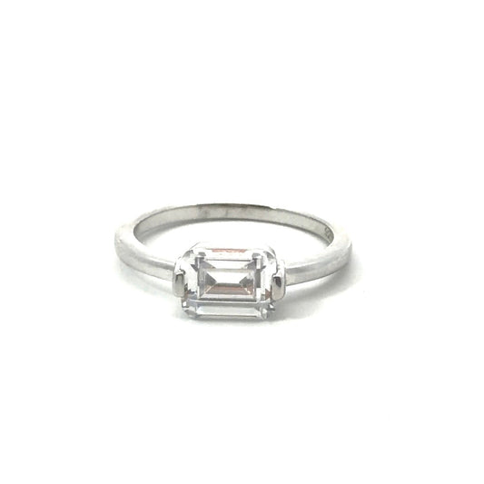 Sterling Silver Emerald-cut Cubic Zirconia Ring