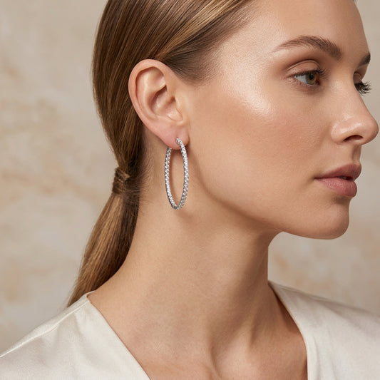 Inside-Out Oval Shape 1.40- inch 5.46 ct.Hoop Earrings