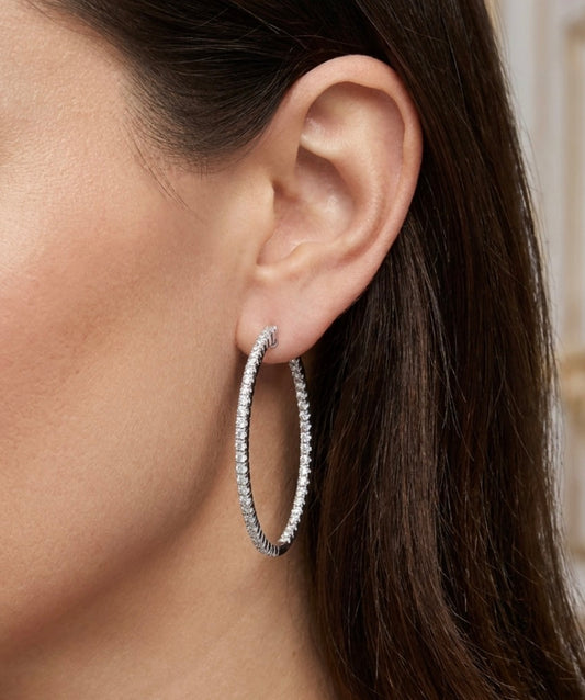 Inside-Out Oval Shape 1.87-inch 1.32 ct Hoop Earrings