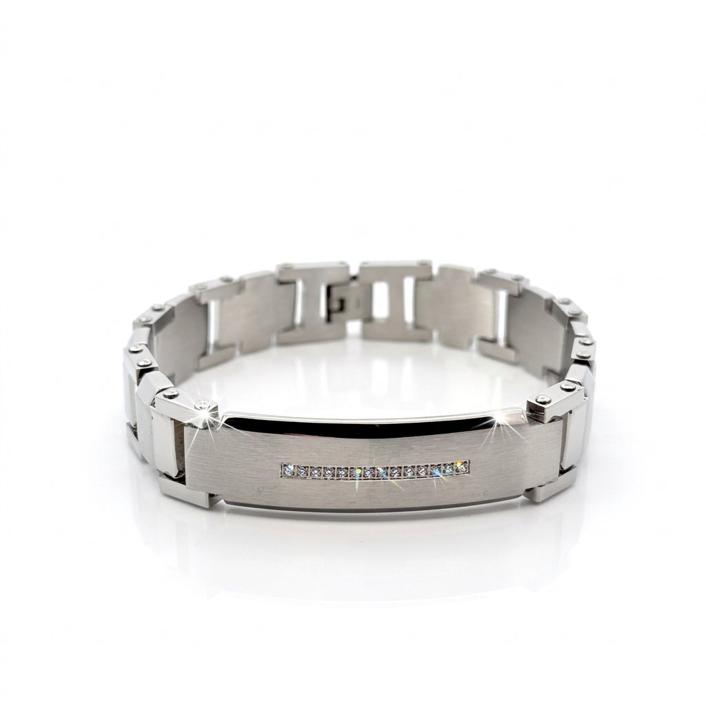 Stainless Steel & Cubic Zirconia Men Bracelet