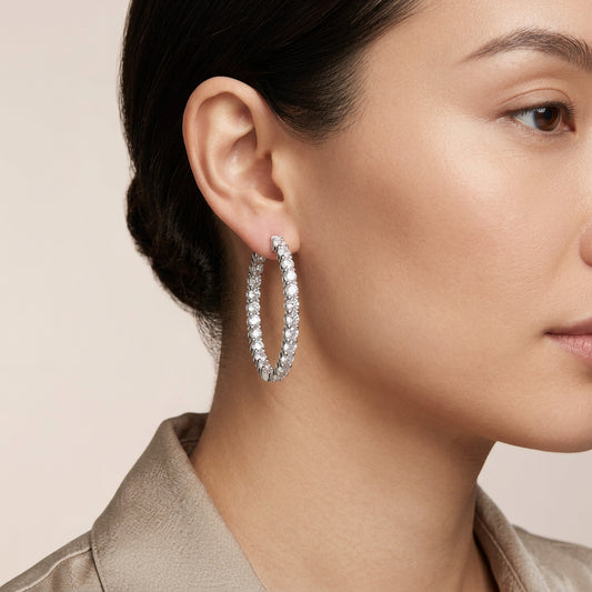 Inside-Out Oval Shape 1.34-inch 7.20ct.Hoop Earrings