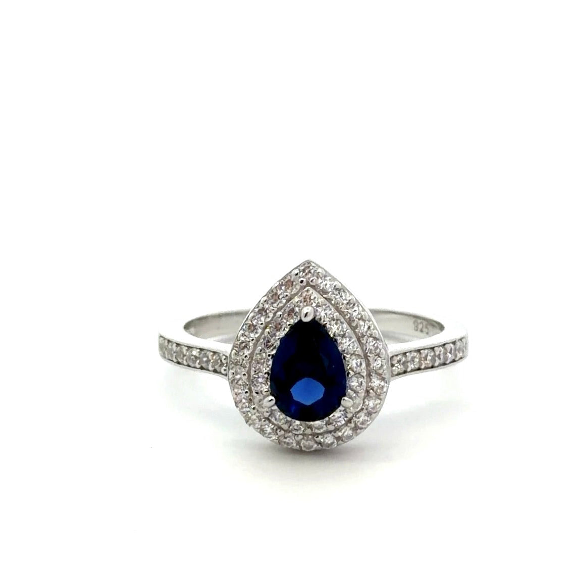 Sterling Silver Teardrop-cut Sapphire Ring