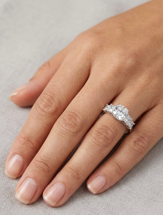 Sterling Silver Five Stone Engagement Ring