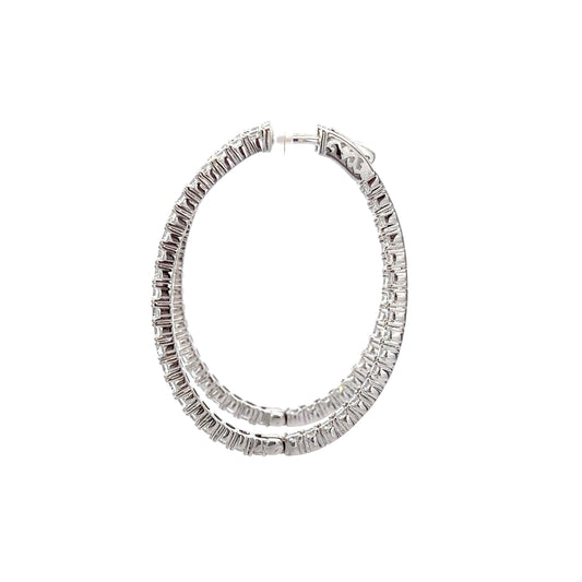 Sterling Silver Radiant Oval Hoop Earrings