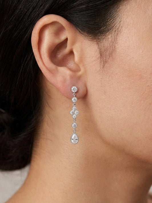 Sterling Silver Teardrop cut Drop Earrings
