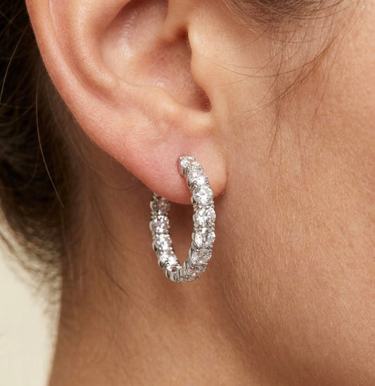 Inside-Out Round Shape 1.20-inch 13.00 ct. Hoop Earrings
