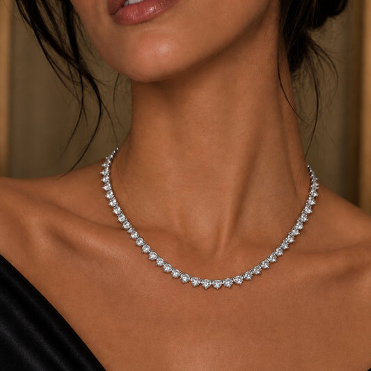 Sterling Silver Cubic Zirconia Tennis Necklace