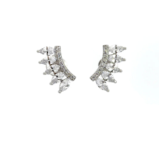 Sterling Silver Ear Climbing Cubic Zirconia Stud Earrings