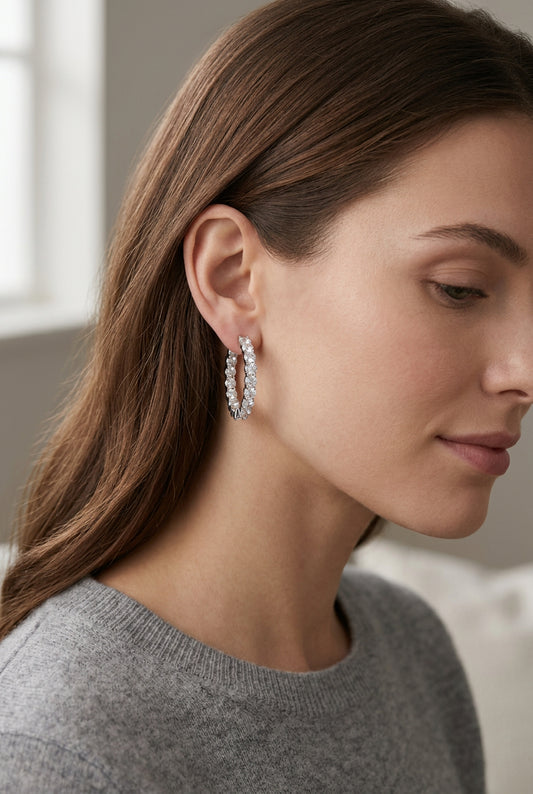 Inside-Out Round Shape 1 1/2-inch Hoop Earrings