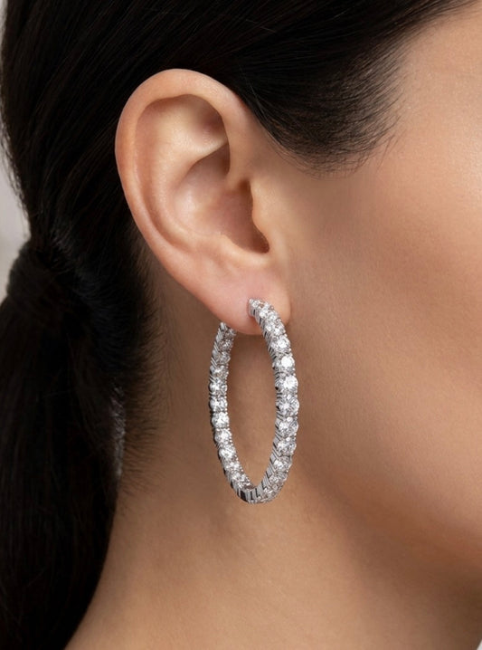 Inside-Out Round Shape 1.55-inch 7.80 ct. Hoop Earrings