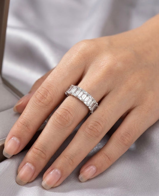 Sterling Silver Emerald-Cut Eternity Ring