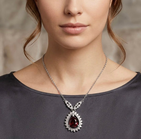 Pear Cut Ruby Pendant Necklace